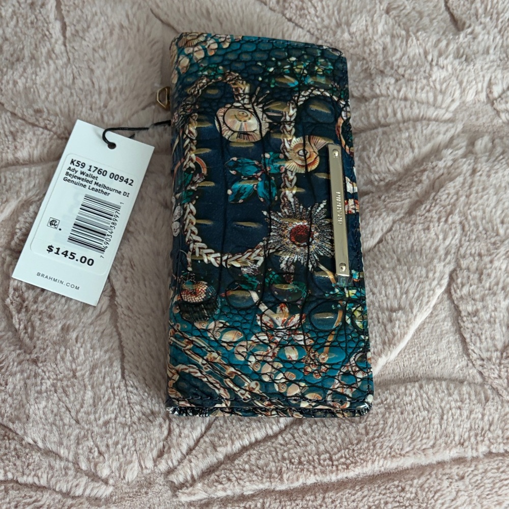 Brahmin Blue and Gold Embossed Wallet